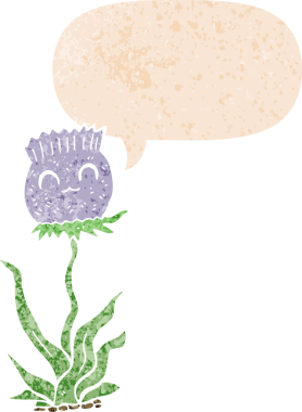 bir insan tarafından çizilmiş grunge sıkıntılı retro desenli konuşma baloncuklu çizgi film devedikeni