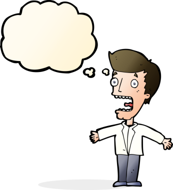 Bir insan tarafından çizilmiş düşünce balonlu çığlık atan bir adam.