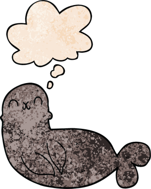 Bir insan tarafından çizilmiş grunge desen biçiminde düşünce baloncuğu olan çizgi film mührü