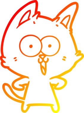 Bir insan tarafından çizilmiş komik bir çizgi film kedisinin sıcak çizgi çizimi