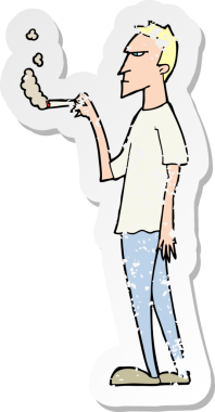 Bir insan tarafından çizilmiş rahatsız edilmiş bir çizgi filmin gerilimli yapıştırması.