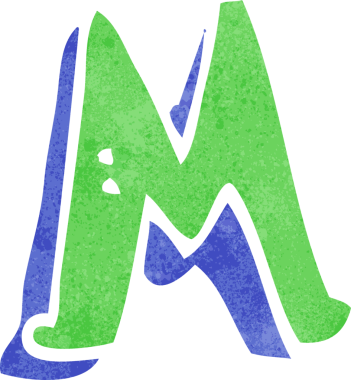 Bir insan tarafından çizilmiş M harfi.