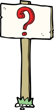 Bir insan tarafından çizilmiş soru işaretli çizgi film direği