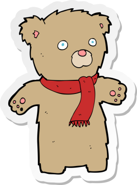 Bir insan tarafından çizilmiş oyuncak ayının çıkartması.