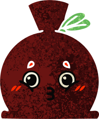 Bir insan tarafından çizilmiş bir çuvalın retro illüstrasyon tarzı karikatürü