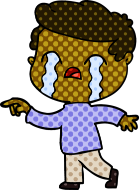 Bir insan tarafından çizilmiş ağlayan çizgi film adamı.