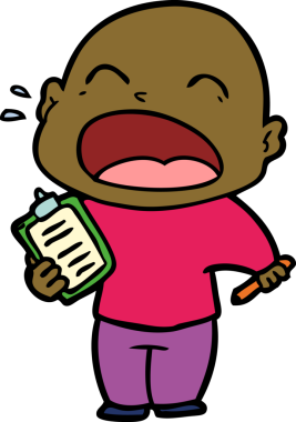 Bir insan tarafından çizilmiş kel adam diye bağıran çizgi film.