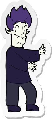 Bir insan tarafından çizilmiş heyecanlı bir vampirin çıkartması.