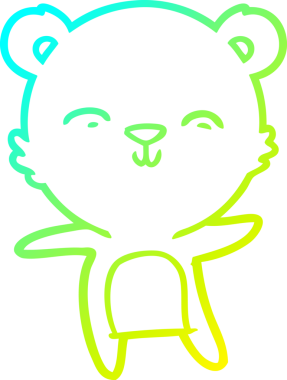 Bir insan tarafından çizilmiş mutlu bir kutup ayısının soğuk çizgi çizimi.