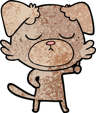 Bir insan tarafından çizilmiş şirin bir çizgi film köpeği.