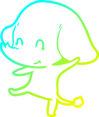 Bir insan tarafından çizilmiş şirin bir filin soğuk gradyan çizgisi