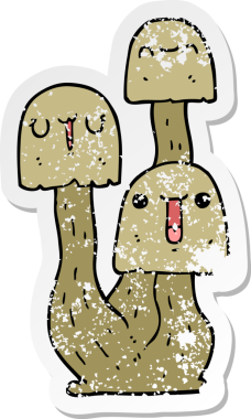 Bir insan tarafından çizilmiş karikatür mantarının sıkıntılı çıkartması