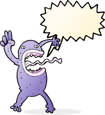 Bir insan tarafından çizilmiş konuşma balonu olan çılgın bir kurbağa.