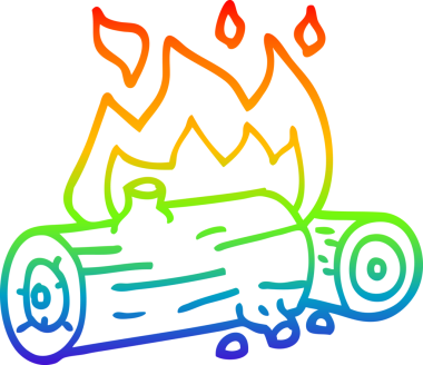 gökkuşağı gradyan çizgi çizimi bir insan tarafından çizilmiş yanan kütükler