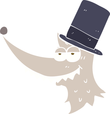 Bir insan tarafından çizilmiş zengin kurdun düz renk çizimi