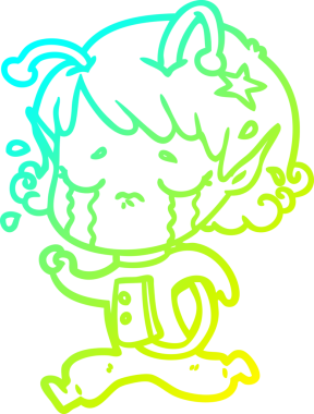 Bir insan tarafından çizilmiş ağlayan uzaylı kız çizgi filmi.