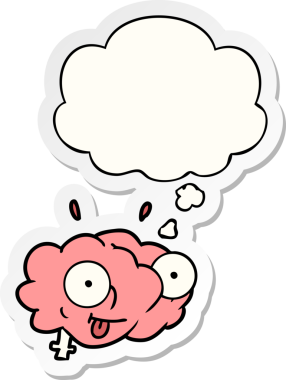 Düşünce baloncuğu insan tarafından çizilmiş komik bir karikatür beyni.