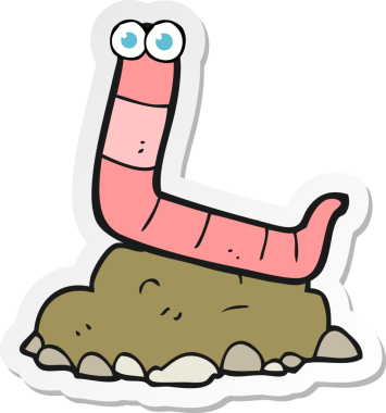 Bir insan tarafından çizilmiş bir karikatür solucanı çıkartması.