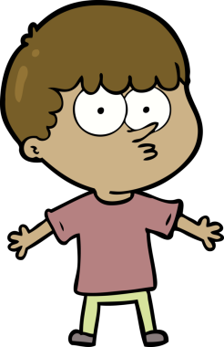 Bir insan tarafından çizilmiş meraklı bir çocuk.