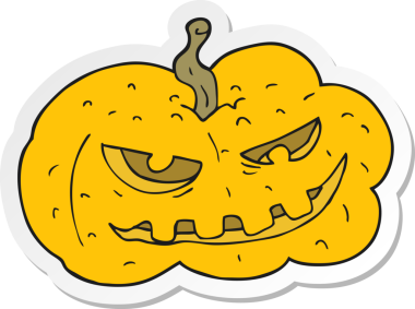 Bir insan tarafından çizilmiş cadılar bayramı balkabağı karikatürü çıkartması.