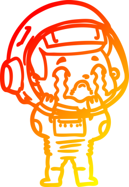 Bir insan tarafından çizilmiş, ağlayan bir astronotun sıcak çizgi çizimi