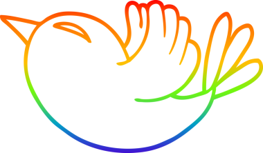 gökkuşağı gradyan çizgi çizimi bir insan tarafından çizilmiş kırmızı kuş