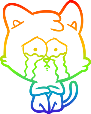 Bir insan tarafından çizilmiş ağlayan kedi karikatürünün çizimi.