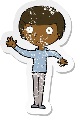 Bir insan tarafından çizilmiş, kederli bir çizgi film karakteri.