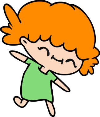 Bir insan tarafından çizilmiş tatlı bir kawai kızının serbest çizimi.