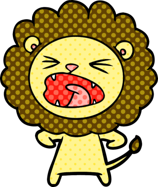 Bir insan tarafından çizilmiş kızgın aslan çizgi filmi.