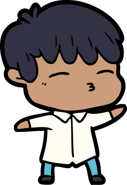 Bir insan tarafından çizilmiş meraklı bir çocuk.