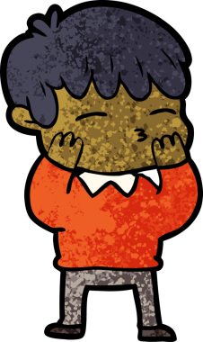 Bir insan tarafından çizilmiş meraklı bir çocuk.