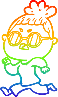 Gökkuşağı gradyan çizimi bir insan tarafından çizilmiş bir çizgi film.