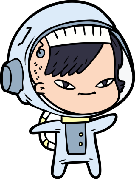 Bir insan tarafından çizilmiş astronot kadın.