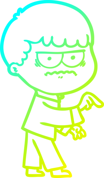 Bir insanın çizdiği karikatür çiziminin soğuk gradyan çizimi