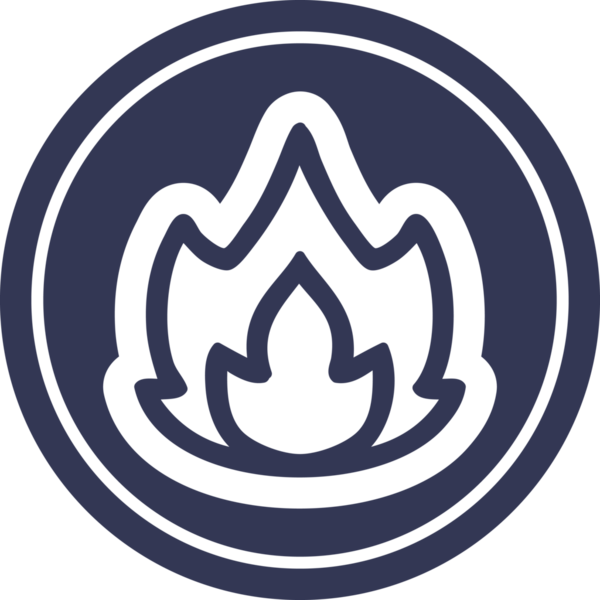 Bir insan tarafından çizilmiş basit alev dairesel simgesi