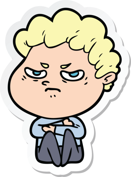 Bir insan tarafından çizilmiş kızgın bir adamın çıkartması.