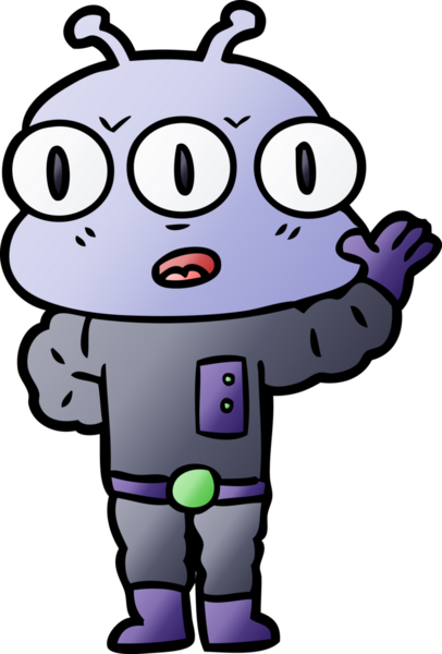 Bir insan tarafından çizilmiş üç gözlü uzaylı çizgi filmi.