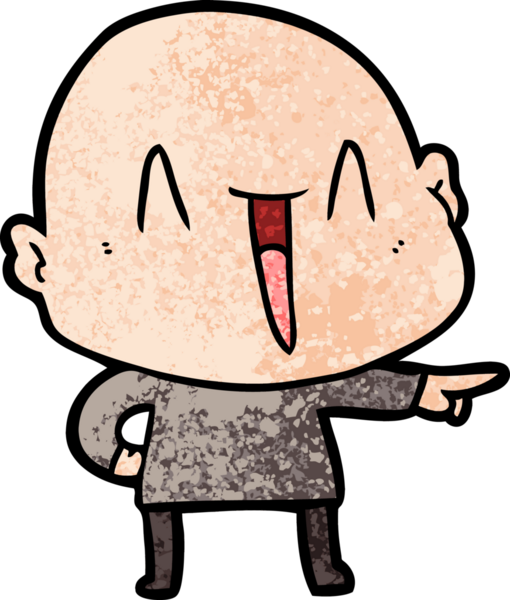 Bir insan tarafından çizilmiş mutlu, kel adam.