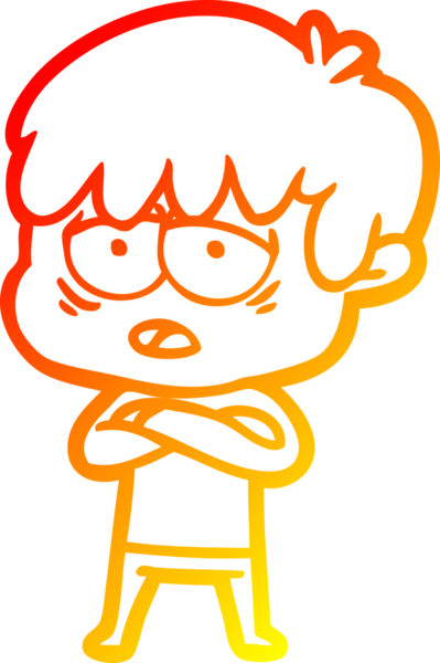 Bir insan tarafından çizilmiş, bitkin bir çocuğun sıcak çizgi çizimi.