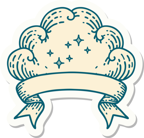 Bir insan tarafından çizilmiş bir bulutun pankartına sahip dövme stili