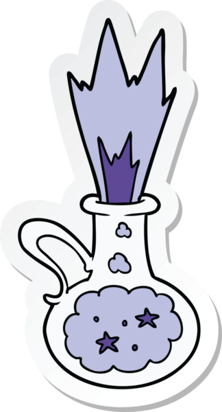 Bir insan tarafından çizilmiş sihirli bir iksirin yapıştırması.