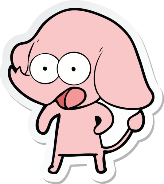 Bir insan tarafından çizilmiş şirin bir fil çıkartması.