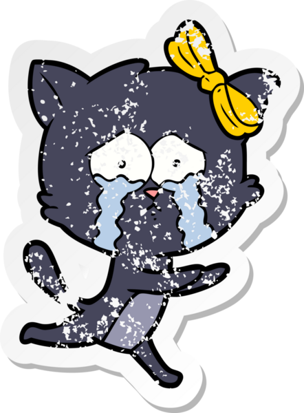 Bir insan tarafından çizilmiş karikatür bir kedinin sıkıntılı çıkartması.