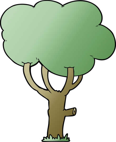 Bir insan tarafından çizilmiş çizgi film ağacı.