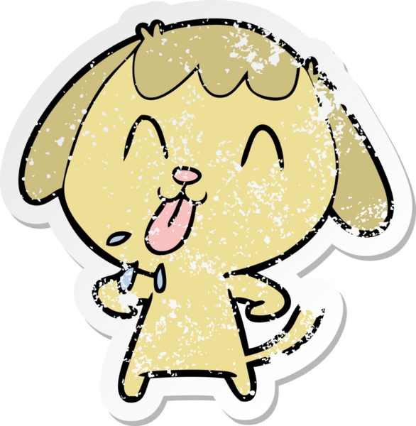 Bir insan tarafından çizilmiş şirin bir köpeğin sıkıntılı çıkartması.