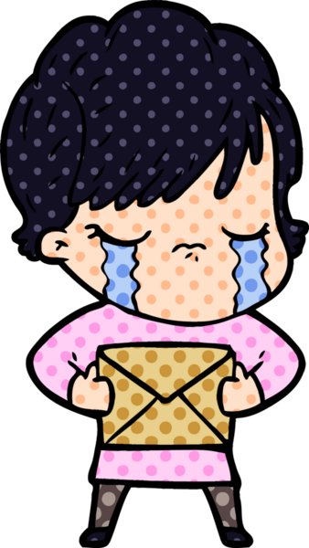 Bir insan tarafından çizilmiş ağlayan çizgi film kadını.