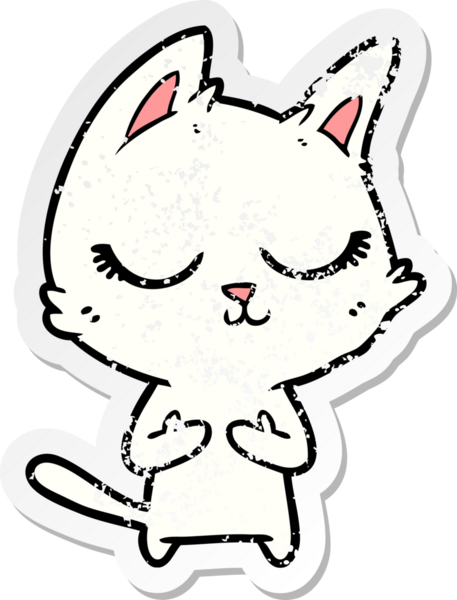 Bir insan tarafından çizilmiş sakin bir çizgi film kedisinin sıkıntılı çıkartması.