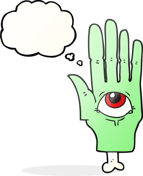 Bir insan tarafından çizilmiş serbest çizim baloncuk karikatür ürkütücü göz.