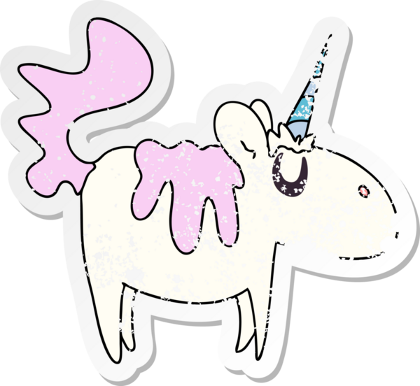 Bir insan tarafından çizilmiş tek boynuzlu atın garip bir el yazısı.